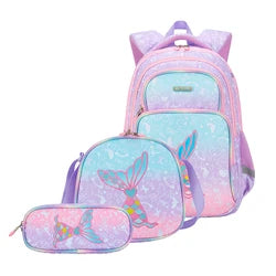 2024 Custom Silk Printing School Bag Set Eco Friendly Waterproof Fabric School Kids Backpack Set