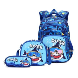 2024 Custom Silk Printing School Bag Set Eco Friendly Waterproof Fabric School Kids Backpack Set