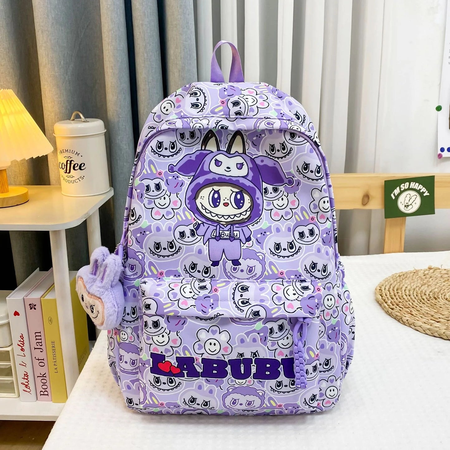 2025 Customizable Design Large Capacity School Backpack New Cartoon Monster Labubu Full Print for Students and Kids