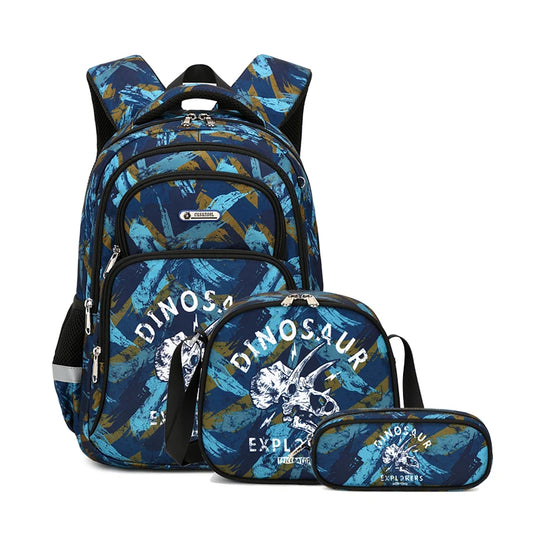 2024 Custom Silk Printing School Bag Set Eco Friendly Waterproof Fabric School Kids Backpack Set