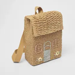 2023 Hot Selling Wholesale Kids Backpack Custom Handwork Rattan Bag Natural Kawaii School Backpack for Girl