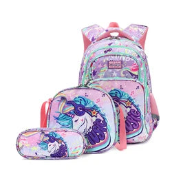 2024 Custom Silk Printing School Bag Set Eco Friendly Waterproof Fabric School Kids Backpack Set