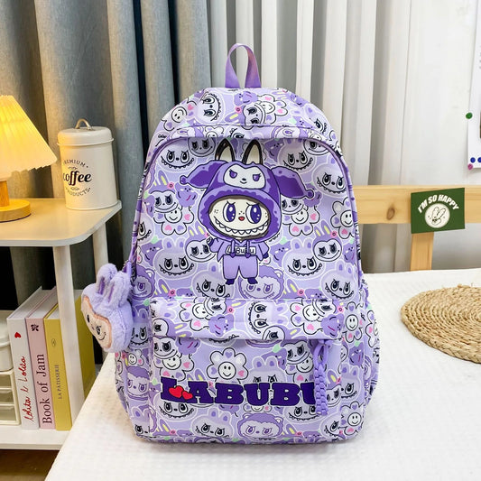 2025 Customizable Design Large Capacity School Backpack New Cartoon Monster Labubu Full Print for Students and Kids