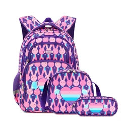 2024 Custom Silk Printing School Bag Set Eco Friendly Waterproof Fabric School Kids Backpack Set