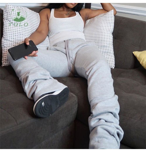 Women's 2024 Stacked Fleece Jogger Pants with Customizable Logo at Waist