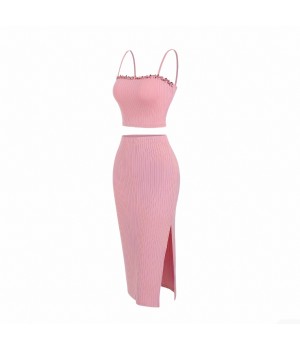 Women clothing new design Evening Party 2 Piece Set Summer Dress Women outfit Short Crop Top Tall Waist Skirt Lady Dress Suit