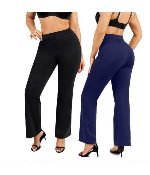 Hexin Shapewear Verified Pro wholesale Mid Waist wide leg Abdomen Trimmer Shapewear Legging Women Casual Women's Pants Trousers