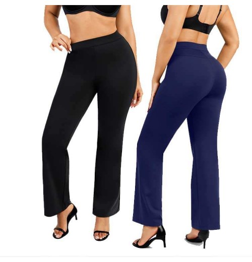 Hexin Shapewear Verified Pro wholesale Mid Waist wide leg Abdomen Trimmer Shapewear Legging Women Casual Women's Pants Trousers