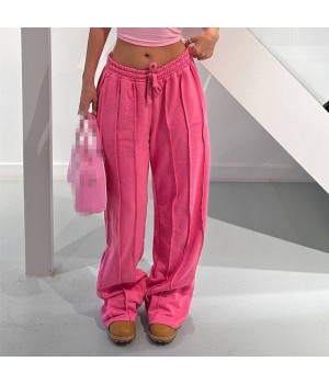 Fashion Trendy Fall Spring Cool Streetwear Casual Drawstring Solid Lady Women'S Pants Trousers Straight Women'S Pants